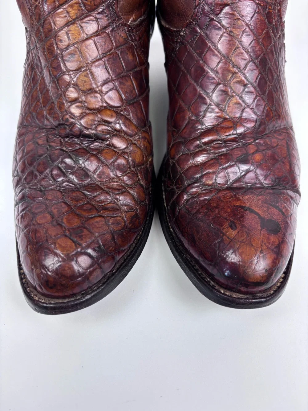Vintage Justin Boots Exotic Alligator Belly Leather Western Cowboy Brown Size 8D - Picture 6 of 16